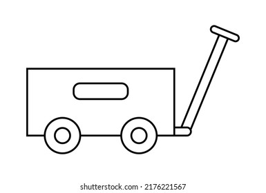 Empty Toy Wagon Flat Vector Outline Icon