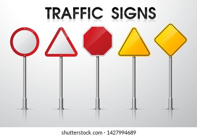 Empty traffic signs isolate on white background