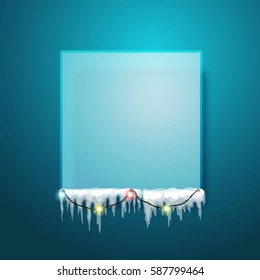 Empty transparent board. Template for a text. Blank picture frame 
