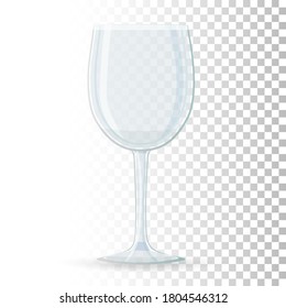 Vidrio clásico vacío y transparente. Mockup, plantilla de vidrio para bebidas alcohólicas. Icono de vidrio de vidrio en estilo plano para diseños de interiores web. Ilustración vectorial sobre fondo transparente.