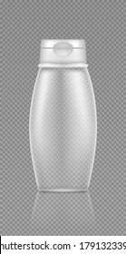 Empty transparent cosmetic bottle mockup for shower gel, shampoo, lotion, cream, cleaner. Plastic package design. Blank hygiene, medical, body or hair care template. 3d vector illustration