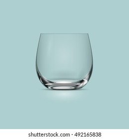 Empty transparent drinking glass cup. Vector illustration