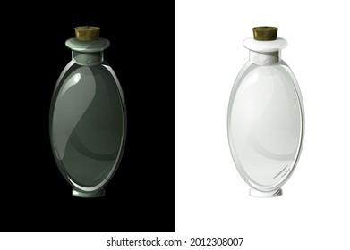 Empty transparent flask for magic potion for ui games.