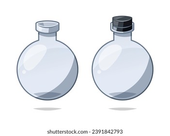 Empty transparent Florence flask. Chemistry glassware vector isolated.