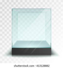 Empty Transparent Glass Cube