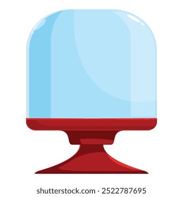 Leere transparente Glaskuppel-Vitrine, die auf einem roten Tablett steht, zur Ausstellung im Museum oder in der Ausstellung
