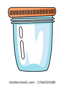 Empty transparent glass jar with wooden screw cover isolated at white background. Vector illustration of cartoon glass jar. Container for seeds, grains, species, jam, conservation or honey
