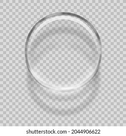 Empty Transparent Glass Sterile Petri Dish Top View. EPS10 Vector