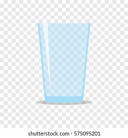 Empty transparent glass for water or juice. Flat icon isolated on checkered background. Stylized vector eps10 illustration with transparency.