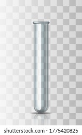 Empty transparent scientific or medical glassware - test tube. Vector illustration