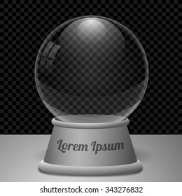 Empty transparent snow globe or divination ball. Vector