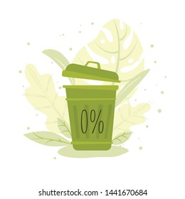Empty trash can. Hand drawn vector illustration of zero waste life. EPS 10