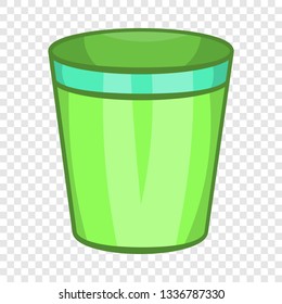 Empty trash can icon in cartoon style isolated on background for any web design 
