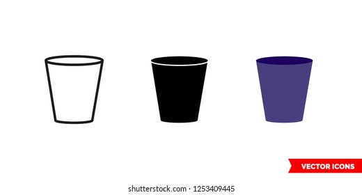 Empty trash icon of 3 types: color, black and white, outline. Isolated vector sign symbol.