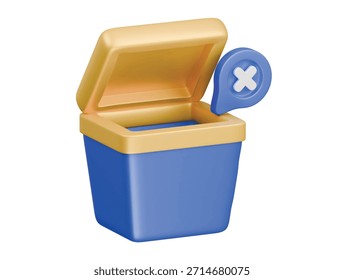 Icono de papelera vacía Renderizado de ilustración 3D
