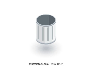 empty trash isometric flat icon. 3d vector colorful illustration. Pictogram isolated on white background