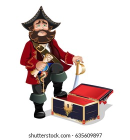 Empty Treasure Chest and Pirate