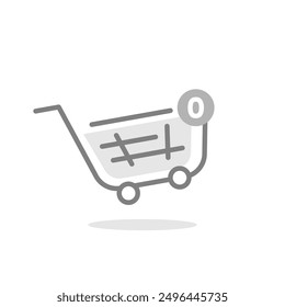 Empty trolley, no shopping yet concept illustration flat design. simple modern graphic element for empty state ui, infographic, icon