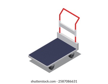 Empty trolley. Simple flat illustration in isometric view.
