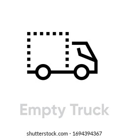 Empty Truck Delivery icon. Editable line vector. Lorry without cargo, blank emblem. Single pictogram.