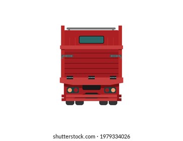 Empty truck. Simple flat illustration. Rear view.