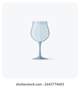 Ilustración vectorial de vidrio de tulipán vacía. Icono de cristalería de estilo plano perfecto para cerveza artesanal, cerveza belga, menú de bar, marca de cervecería, bebidas alcohólicas o Elementos de Diseño gráfico de bebidas.