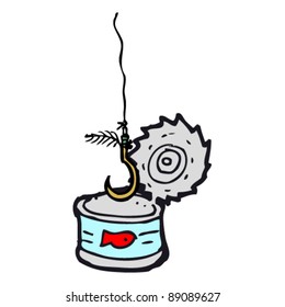 caricatura de anzuelo de atún vacío con anzuelo de pescado