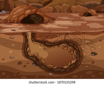 Empty underground animal hole illustration