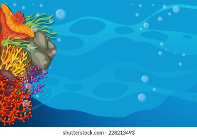Empty underwater scene with coral Stock Vector