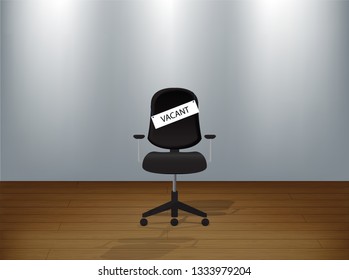 Empty vacant chair, spotlight on wall, studio interior background