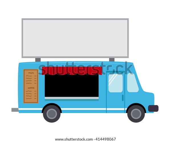 Empty van stores\
in flat style for\
advertise