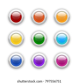 Empty varicoloured network buttons for a website or appendix. Vectorial eps10.