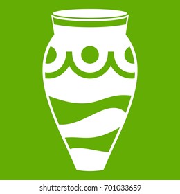 Empty vase icon white isolated on green background. Vector illustration