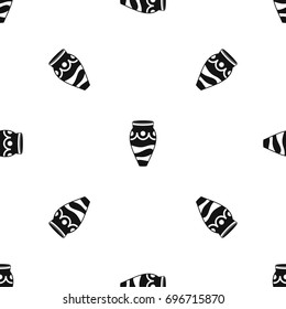 Empty vase pattern repeat seamless in black color for any design. Vector geometric illustration