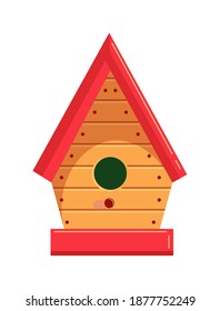 Empty vector birdhouse for nestling on white background