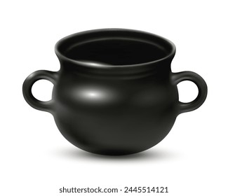 Empty vector black shining pot isolated on white background. EPS 10 illustration