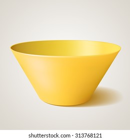 Empty vector bowl, yellow illustration, with shadow