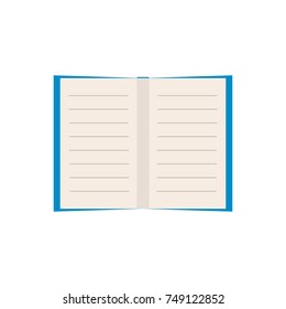 Empty vector flat book on white background. Simple colorful icon. Illustration.