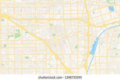 Empty vector map of Anaheim, California, USA, printable road map created in classic web colors for infographic backgrounds.