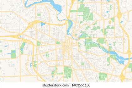 Empty vector map of Ann Arbor, Michigan, USA, printable road map created in classic web colors for infographic backgrounds.