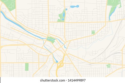 Empty vector map of Battle Creek, Michigan, United States of America, printable road map created in classic web colors for infographic backgrounds.
