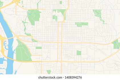 Empty vector map of Bismarck, North Dakota, USA, printable road map created in classic web colors for infographic backgrounds.
