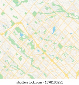 Empty vector map of Brampton, Ontario, Canada, printable road map created in classic web colors for infographic backgrounds.
