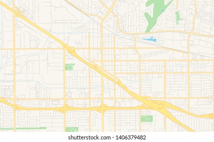 Empty vector map of Buena Park, California, USA, printable road map created in classic web colors for infographic backgrounds.