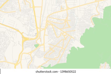 Empty vector map of Buenavista, México, Mexico, printable road map created in classic web colors for infographic backgrounds.