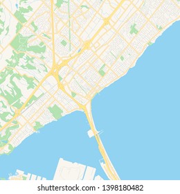 Empty vector map of Burlington, Ontario, Canada, printable road map created in classic web colors for infographic backgrounds.