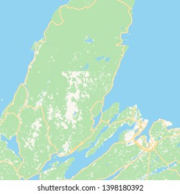 Empty vector map of Cape Breton, Nova Scotia, Canada, printable road map created in classic web colors for infographic backgrounds.