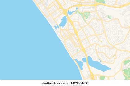 Empty Vector Map Of Carlsbad, California, USA, Printable Road Map Created In Classic Web Colors For Infographic Backgrounds.