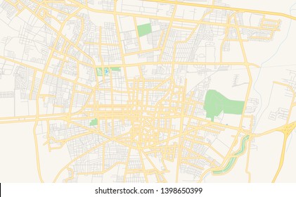 Empty vector map of Celaya, Guanajuato, Mexico, printable road map created in classic web colors for infographic backgrounds.