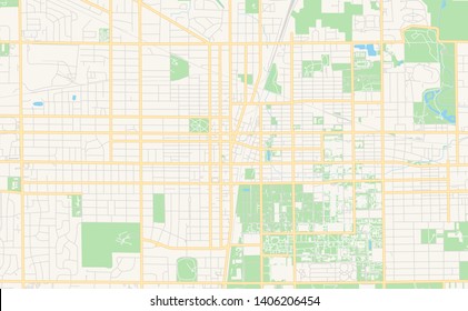 Empty vector map of Champaign, Illinois, USA, printable road map created in classic web colors for infographic backgrounds.